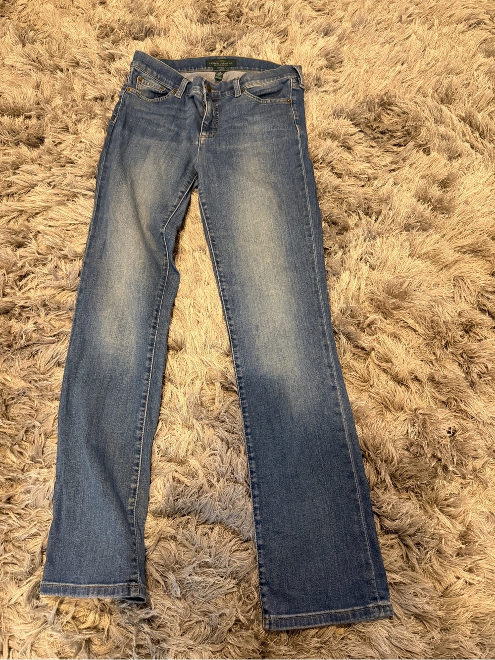 Lauren Jeans Co Ralph Lauren Women's Faded Blue Straight-Leg Jeans